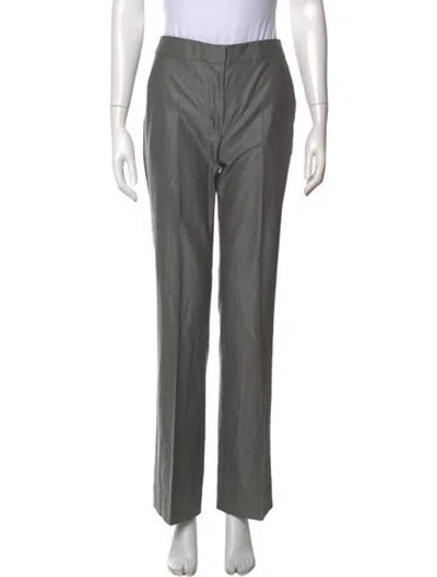 Pre-owned Max Mara Virgin Wool Straight Leg Pants In Gray