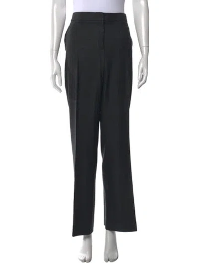 Pre-owned Max Mara Virgin Wool Straight Leg Pants In Gray