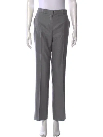 Pre-owned Max Mara Virgin Wool Straight Leg Pants In Gray