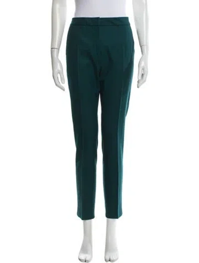 Pre-owned Max Mara Virgin Wool Straight Leg Pants In Green