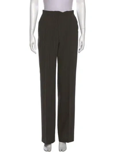 Pre-owned Max Mara Virgin Wool Straight Leg Pants In Green