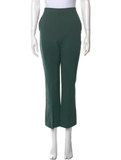 Pre-owned Max Mara Virgin Wool Straight Leg Pants In Green