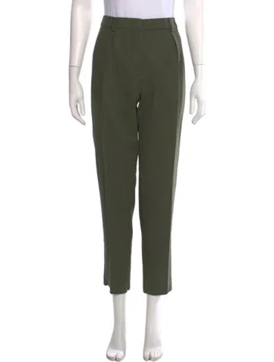 Pre-owned Max Mara Virgin Wool Straight Leg Pants In Green
