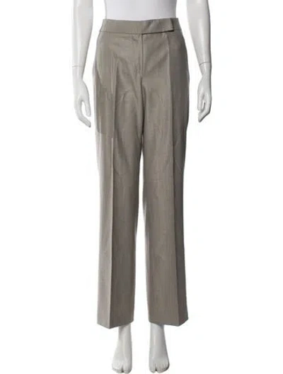 Pre-owned Max Mara Virgin Wool Straight Leg Pants In Grey