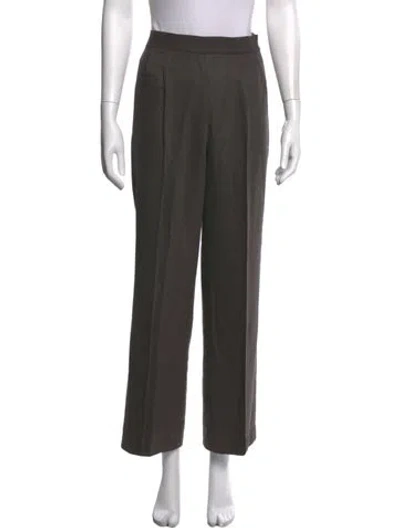 Pre-owned Max Mara Virgin Wool Straight Leg Pants In Grey