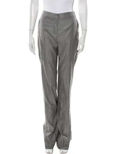 Pre-owned Max Mara Virgin Wool Straight Leg Pants In Grey