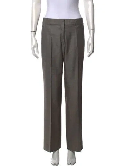 Pre-owned Max Mara Virgin Wool Straight Leg Pants In Grey