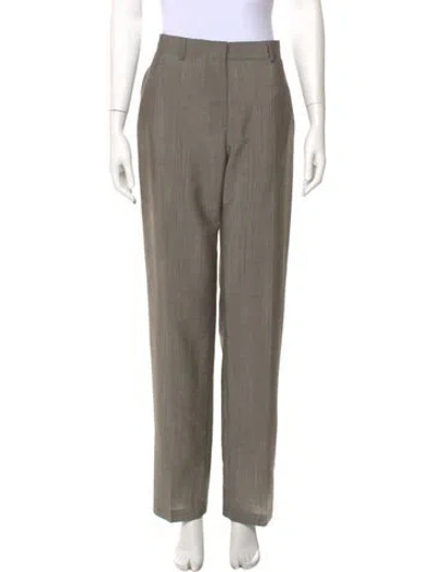 Pre-owned Max Mara Virgin Wool Straight Leg Pants In Neutral
