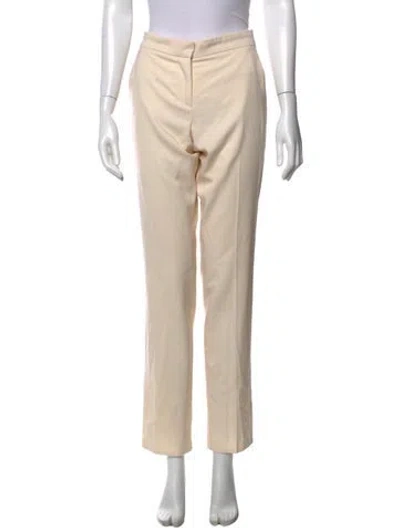 Pre-owned Max Mara Virgin Wool Straight Leg Pants In Neutrals