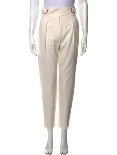 Pre-owned Max Mara Virgin Wool Straight Leg Pants In Neutrals