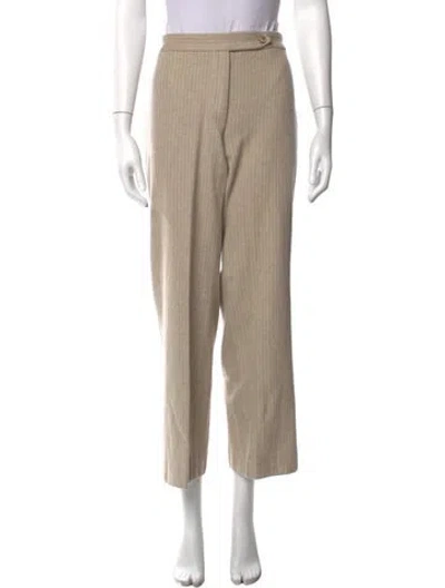 Pre-owned Max Mara Virgin Wool Straight Leg Pants In Neutrals