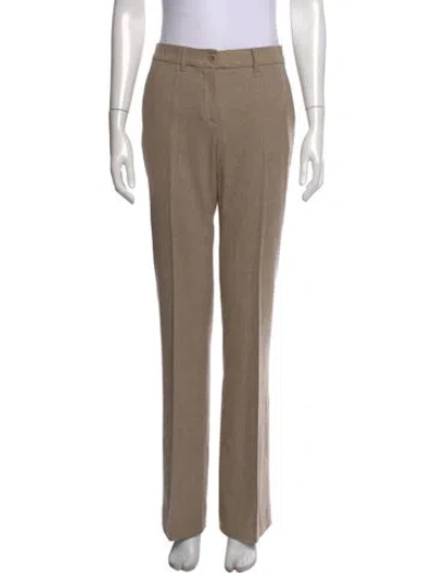 Pre-owned Max Mara Virgin Wool Straight Leg Pants In Neutrals