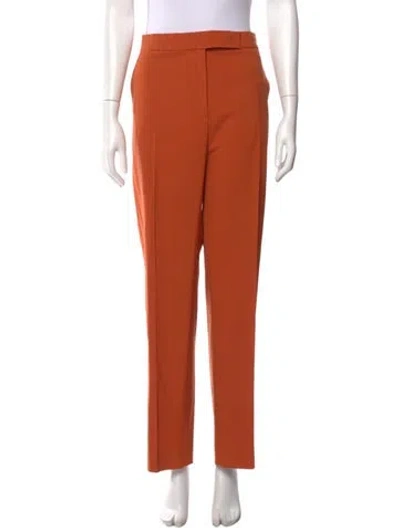Pre-owned Max Mara Virgin Wool Straight Leg Pants In Orange
