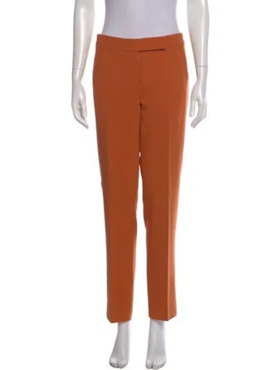 Pre-owned Max Mara Virgin Wool Straight Leg Pants In Orange