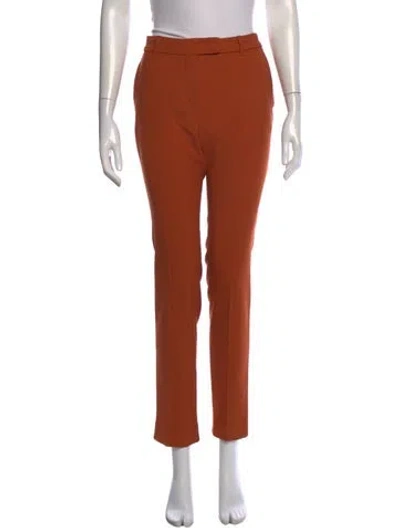 Pre-owned Max Mara Virgin Wool Straight Leg Pants In Orange