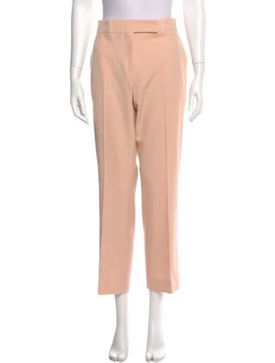 Pre-owned Max Mara Virgin Wool Straight Leg Pants In Pink