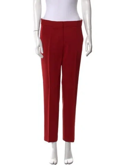 Pre-owned Max Mara Virgin Wool Straight Leg Pants In Red