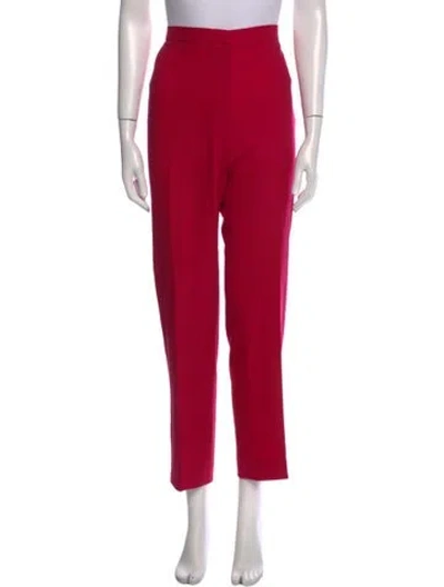 Pre-owned Max Mara Virgin Wool Straight Leg Pants In Red