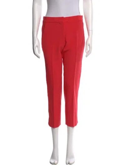 Pre-owned Max Mara Virgin Wool Straight Leg Pants In Red