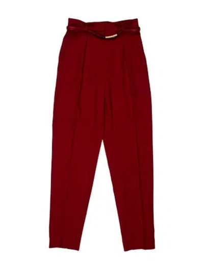 Pre-owned Max Mara Virgin Wool Straight Leg Pants In Red