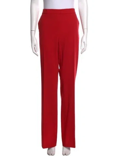 Pre-owned Max Mara Virgin Wool Straight Leg Pants In Red