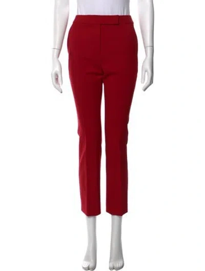Pre-owned Max Mara Virgin Wool Straight Leg Pants In Red