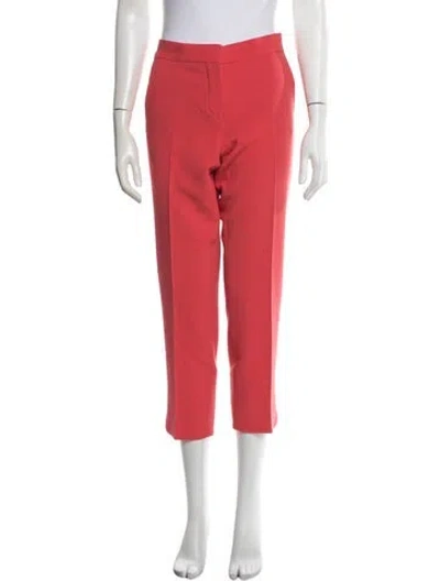 Pre-owned Max Mara Virgin Wool Straight Leg Pants In Red