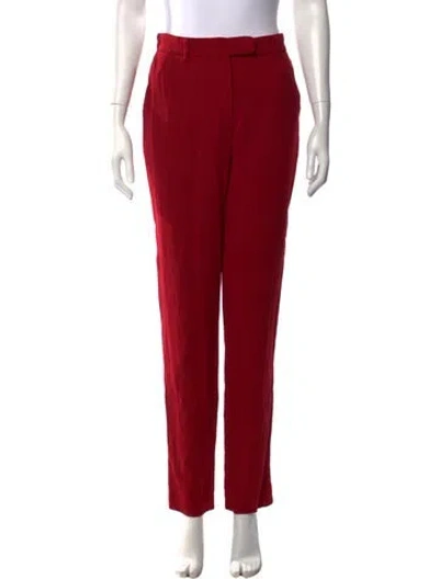 Pre-owned Max Mara Virgin Wool Straight Leg Pants In Red