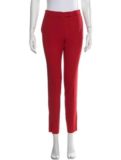 Pre-owned Max Mara Virgin Wool Straight Leg Pants In Red