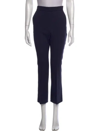 Pre-owned Max Mara Virgin Wool Straight Leg Pants W/ Tags In Blue