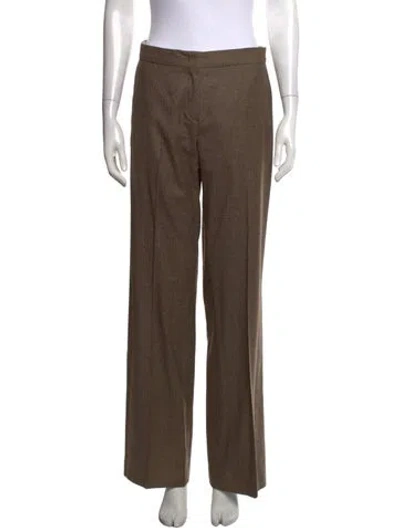 Pre-owned Max Mara Virgin Wool Straight Leg Pants W/ Tags In Brown