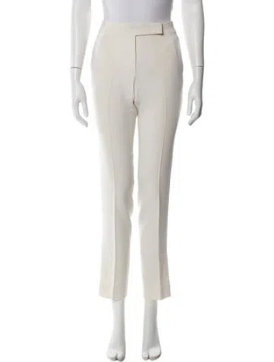 Pre-owned Max Mara Virgin Wool Straight Leg Pants In White