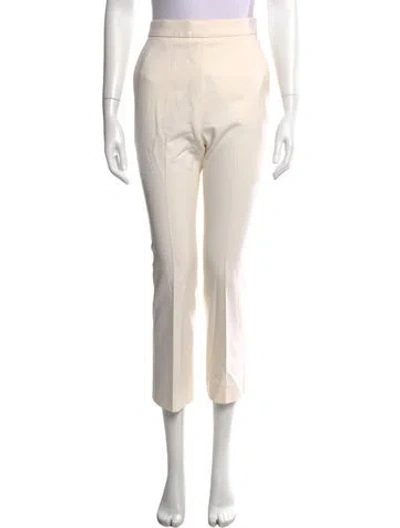 Pre-owned Max Mara Virgin Wool Straight Leg Pants In White