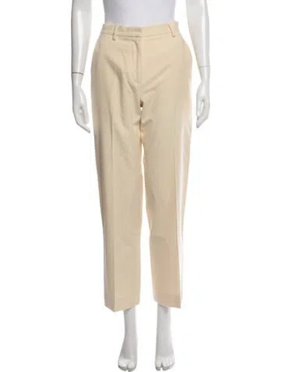 Pre-owned Max Mara Virgin Wool Straight Leg Pants In Yellow