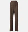 Max Mara Virgin Wool Straight Pants In Brown