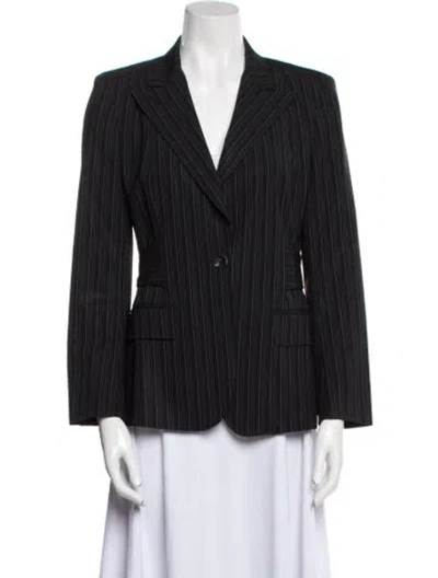Pre-owned Max Mara Virgin Wool Striped Blazer In Black