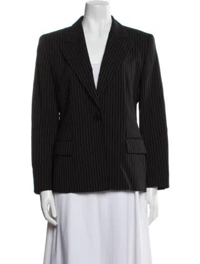 Pre-owned Max Mara Virgin Wool Striped Blazer In Black