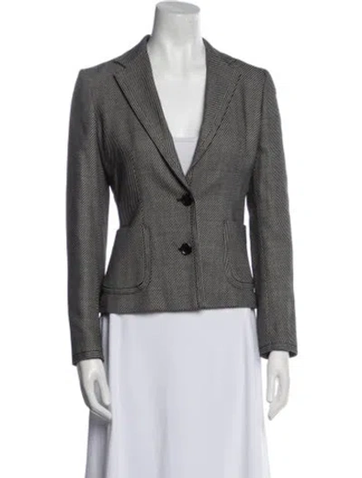 Pre-owned Max Mara Virgin Wool Striped Blazer In Black