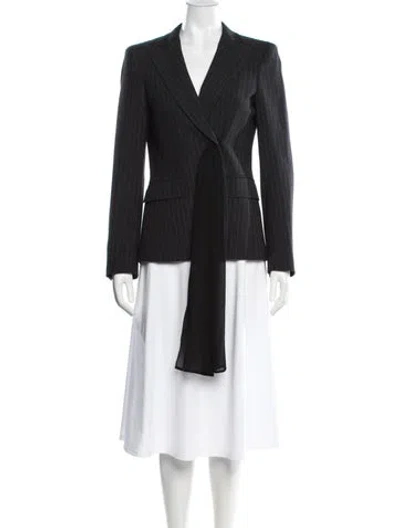 Pre-owned Max Mara Virgin Wool Striped Blazer In Black
