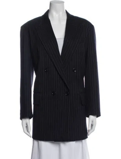 Pre-owned Max Mara Virgin Wool Striped Blazer In Black