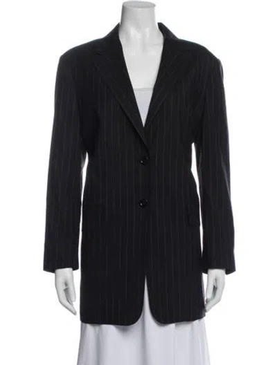 Pre-owned Max Mara Virgin Wool Striped Blazer In Black