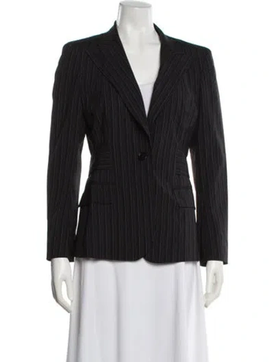 Pre-owned Max Mara Virgin Wool Striped Blazer In Blue