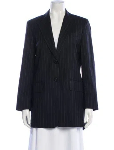 Pre-owned Max Mara Virgin Wool Striped Blazer In Blue