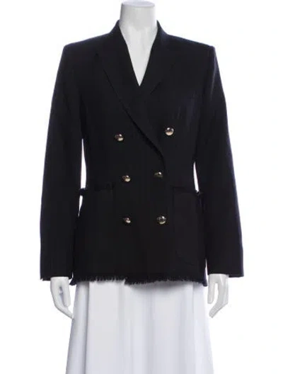 Pre-owned Max Mara Virgin Wool Striped Blazer In Blue