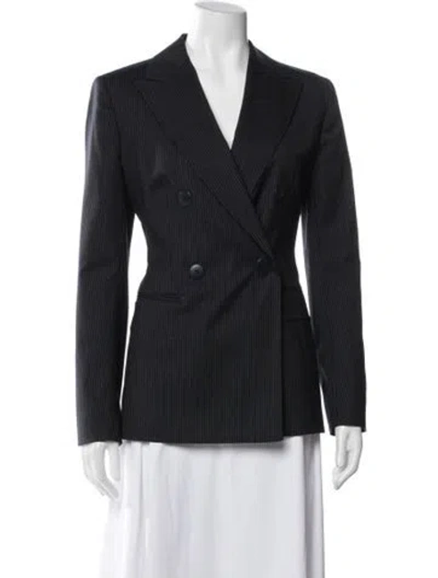 Pre-owned Max Mara Virgin Wool Striped Blazer In Blue