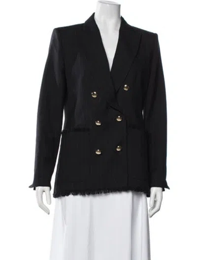 Pre-owned Max Mara Virgin Wool Striped Blazer In Blue