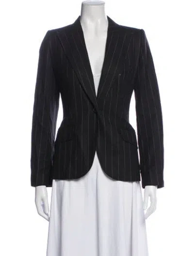 Pre-owned Max Mara Virgin Wool Striped Blazer In Blue