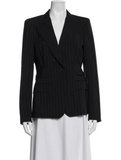 Pre-owned Max Mara Virgin Wool Striped Blazer In Blue