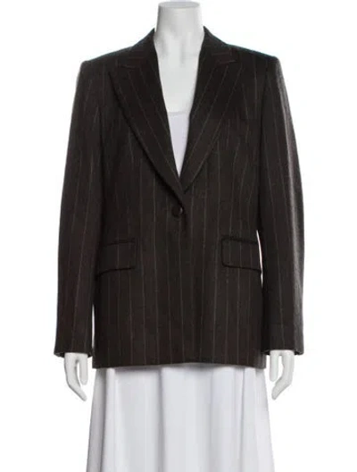 Pre-owned Max Mara Virgin Wool Striped Blazer In Brown