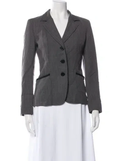 Pre-owned Max Mara Virgin Wool Striped Blazer In Gray